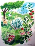 Allotment Summer by Sarah McMenemy. Being sold in aid of the Fortis Green Community Allotments.