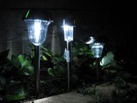 Smart Solar, Gardman marker light, Benross Gardenkraft 18100 at night