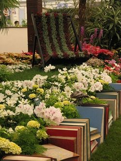 Birmingham Library Stand, plenty of books, Chelsea Flower Show 2013