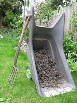 Tipped up, the Realbarrow becomes a sack trolley or giant dustpan.