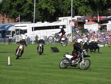 White Helmets motorcycle display team, Shrewsbury Flower Show 2013