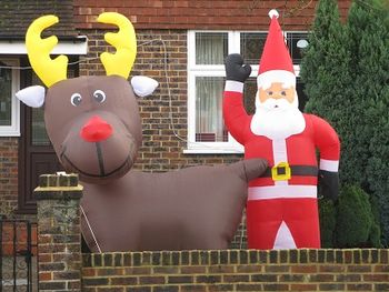 Blow-up reindeer and Father Christmas