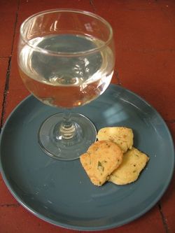 Lovage cheese biscuits and white wine