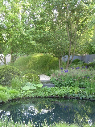 No Man's Land, Chelsea Flower Show, 2014, Waterside section, with mine crater now a wildlife pond