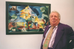 George Melly and his cubist print, donated to The Palm House