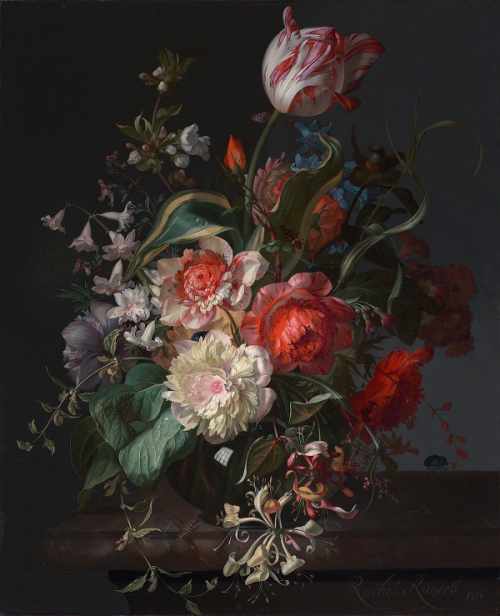 X9133 Rachel Ruysch Flowers in a Glass Vase with a Tulip