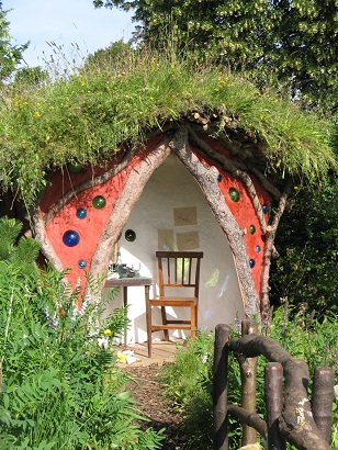 Winnie the Pooh garden, RHS Hampton Court 2015, with wildflower turf roof