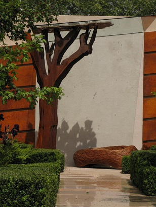 Shadows cast by steel poplar tree, Morgan Stanley Healthy Cities by Chris Beardshaw, RHS Chelsea 2015